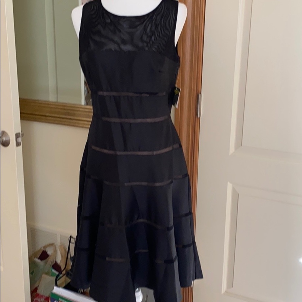 Classy Taylor black cocktail dress/sheer details